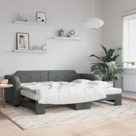 Lova Su Ištraukiama Dalimi, Tamsiai Pilka, 90X190cm Audinys Lova Su Ištraukiama Dalimi, Tamsiai Pilka, 90X190cm Audinys