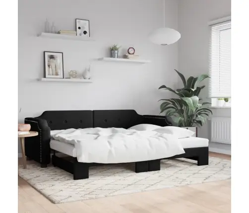 Izvelkams Dīvāns, Melns, 90X190 Cm, Audums Vidaxl