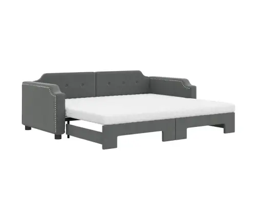 Lova Su Ištraukiama Dalimi/Čiužiniu, Pilka, 80X200cm Audinys