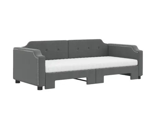 Lova Su Ištraukiama Dalimi/Čiužiniu, Pilka, 80X200cm Audinys