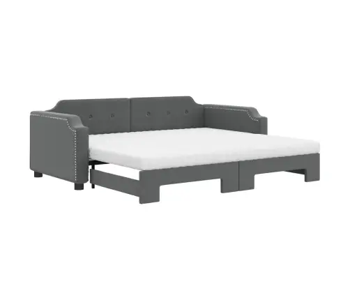 Lova Su Ištraukiama Dalimi/Čiužiniu, Pilka, 90X200cm Audinys