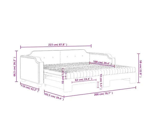 Dīvāngulta Ar Matraci, Tumši Pelēks Audums, 100X200 Cm Vidaxl