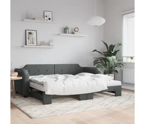 Dīvāngulta Ar Matraci, Tumši Pelēks Audums, 100X200 Cm Vidaxl