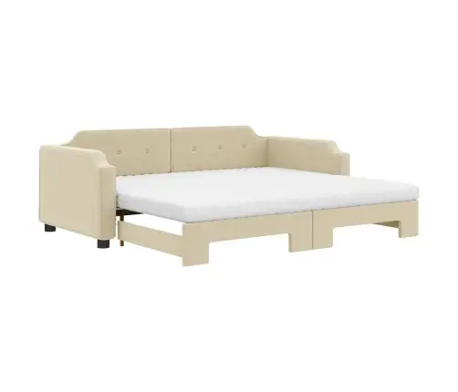 Diivanvoodi Väljatõmmatava Osaga, Kreemjas, 100X200 cm Kangas