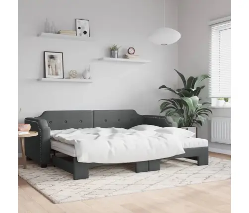 Dīvāngulta Ar Matraci, Tumši Pelēks Audums, 90X190 Cm Vidaxl