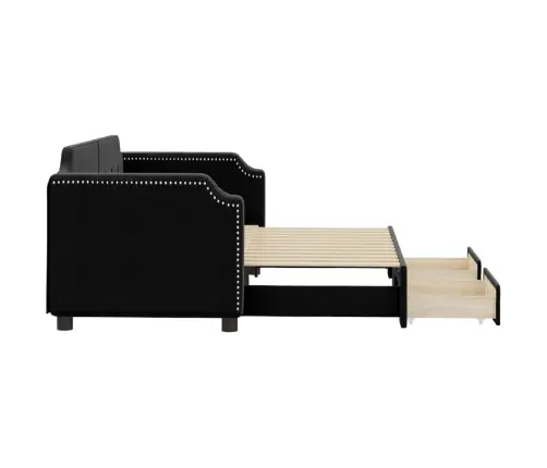 Lova Su Ištraukiama Dalimi/Stalčiais, Juoda, 80X200cm Audinys