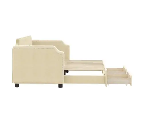 Izvelkams Dīvāns Ar Atvilktnēm, Krēmkrāsas Audums, 80X200 Cm Vidaxl
