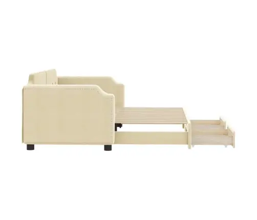 Diivanvoodi Väljatõmmatava Osaga, Kreemjas, 90X200 cm Kangas