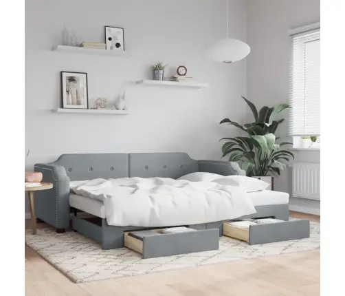 Izvelkams Dīvāns Ar Atvilktnēm, Gaiši Pelēks, 100X200Cm, Audums Vidaxl