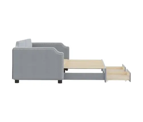 Izvelkams Dīvāns Ar Atvilktnēm, Gaiši Pelēks, 90X190 Cm, Audums Vidaxl