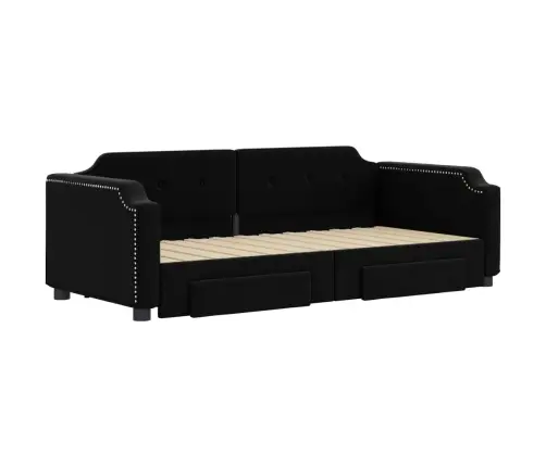 Izvelkams Dīvāns Ar Atvilktnēm, Melns, 90X190 Cm, Audums Vidaxl