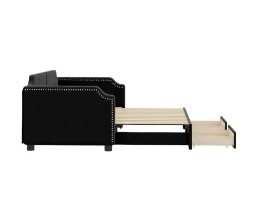 Izvelkams Dīvāns Ar Atvilktnēm, Melns, 90X190 Cm, Audums Vidaxl