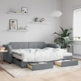 Izvelkams Dīvāns Ar Atvilktnēm, Gaiši Pelēks, 80X200 Cm, Audums Vidaxl