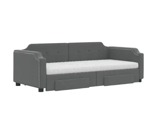 Izvelkams Dīvāns Ar Atvilktnēm, Tumši Pelēks Audums, 90X200 Cm Vidaxl