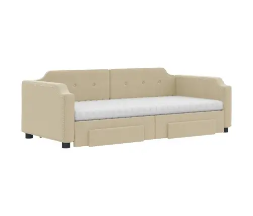 Diivanvoodi Väljatõmmatava Osaga, Kreemjas, 90X200 cm Kangas
