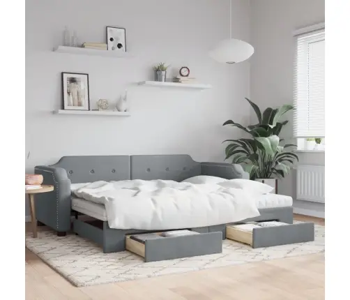 Izvelkams Dīvāns Ar Atvilktnēm, Gaiši Pelēks, 100X200Cm, Audums Vidaxl