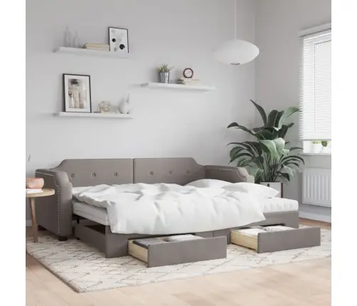 Diivanvoodi Väljatõmmatava Osaga, Pruunikas, 100X200 cm Kangas