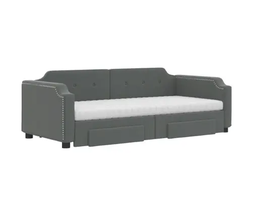 Izvelkams Dīvāns Ar Atvilktnēm, Tumši Pelēks Audums, 90X190 Cm Vidaxl