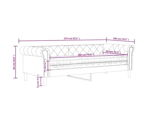 Lova Su Čiužiniu, Kreminės Spalvos, 90X200cm Dirbtinė Oda