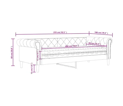Diivanvoodi Madratsiga, Cappuccino, 90X200 cm Kunstnahk