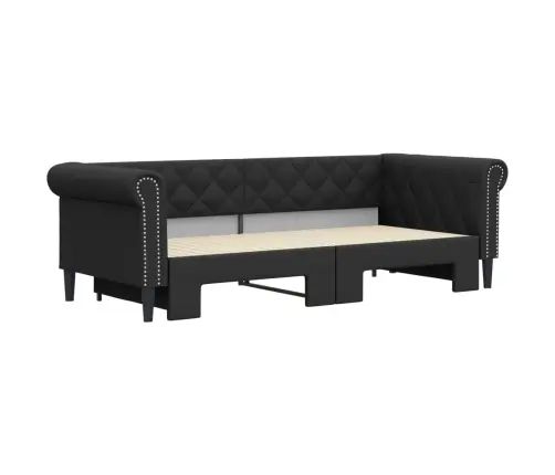 Izvelkams Dīvāns, Melns, 90X200 Cm, Mākslīgā Āda Vidaxl