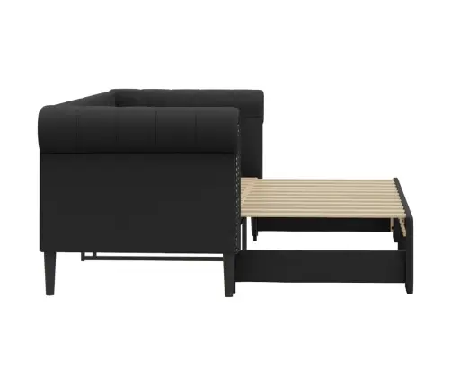 Izvelkams Dīvāns, Melns, 90X200 Cm, Mākslīgā Āda Vidaxl