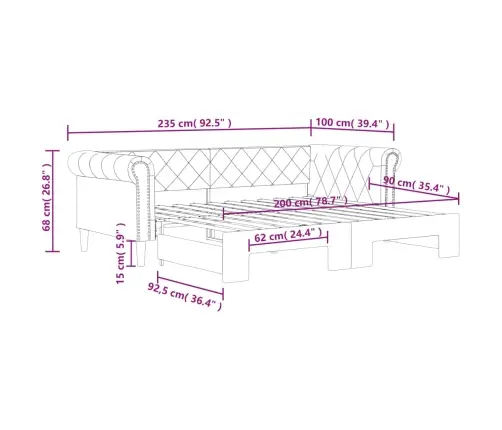 Izvelkams Dīvāns, Melns, 90X200 Cm, Mākslīgā Āda Vidaxl