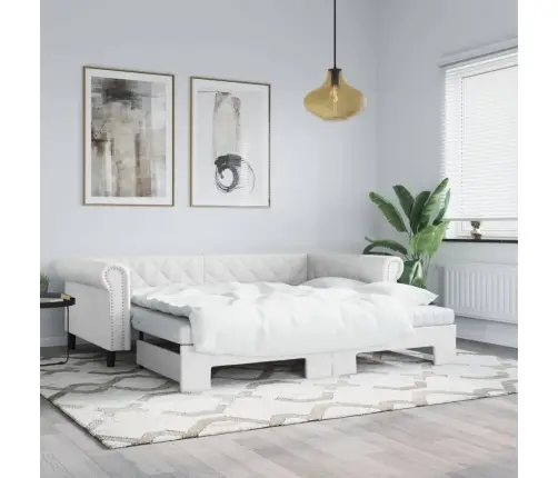 Izvelkams Dīvāns, Balta, 90X200 Cm, Mākslīgā Āda Vidaxl