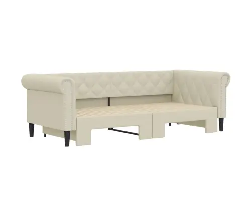 Diivanvoodi Väljatõmmatava Osaga, Kreemjas, 90X200 Cm Kunstnahk