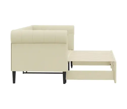 Diivanvoodi Väljatõmmatava Osaga, Kreemjas, 90X200 Cm Kunstnahk