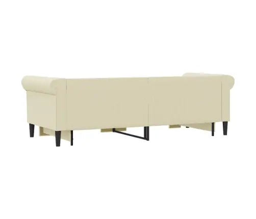 Diivanvoodi Väljatõmmatava Osaga, Kreemjas, 90X200 Cm Kunstnahk