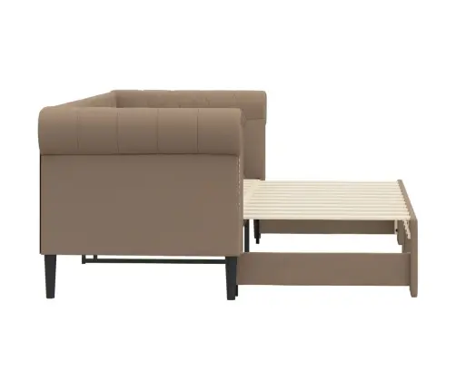 Diivanvoodi Väljatõmmatava Osaga Cappuccino 90X200 Cm Kunstnahk