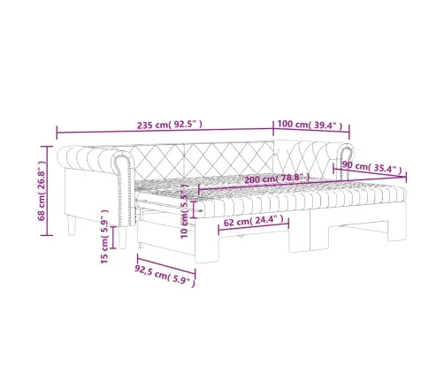 Ištraukiama Lova Su Čiužiniais, Juoda, 90X200cm Dirbtinė Oda