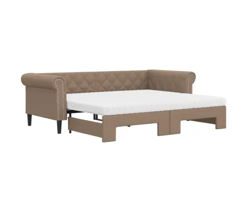 Izvelkams Dīvāns Ar Matraci, Kapučīno, 90X200 Cm, Mākslīgā Āda Vidaxl