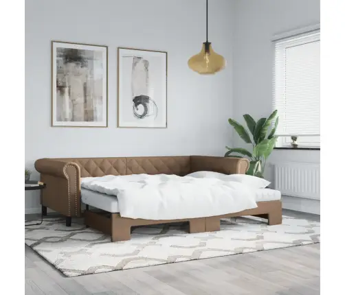 Izvelkams Dīvāns Ar Matraci, Kapučīno, 90X200 Cm, Mākslīgā Āda Vidaxl