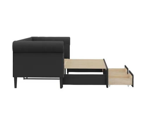 Diivanvoodi Väljatõmmatava Osa Ja Sahtliga, Must, Kunstnahk