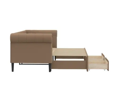 Izvelkams Dīvāns, Atvilktnes, Kapučīno, 90X200 Cm, Mākslīgā Āda Vidaxl