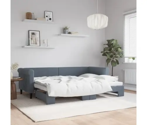 Diivanvoodi Väljatõmmatava Osaga, Tumehall, 80X200 Cm Samet