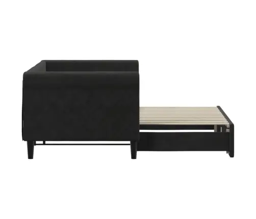 Lova Su Ištraukiama Dalimi, Juodos Spalvos, 80X200cm Aksomas