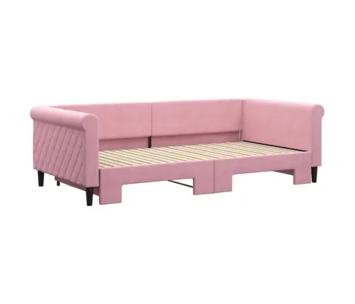 Izvelkams Dīvāns, Rozā, 100X200 Cm, Samts Vidaxl