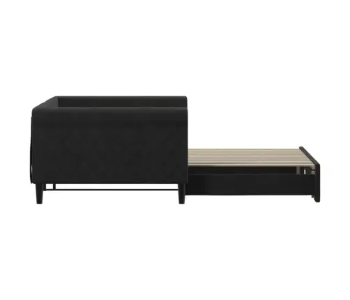 Lova Su Ištraukiama Dalimi, Juodos Spalvos, 100X200cm Aksomas