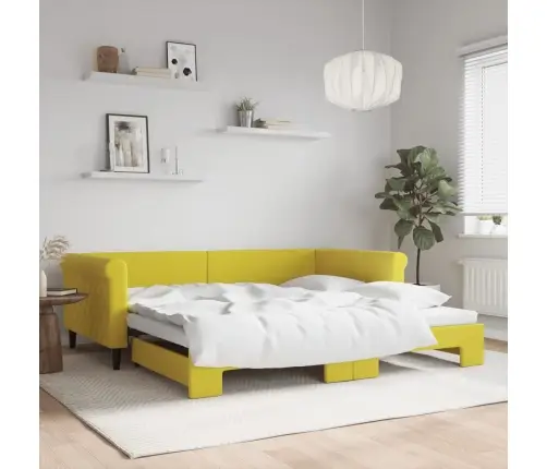 Izvelkams Dīvāns, Dzeltens, 100X200 Cm, Samts Vidaxl