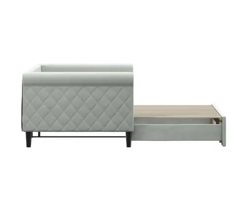 Izvelkams Dīvāns, Gaiši Pelēks, 90X190 Cm, Samts Vidaxl