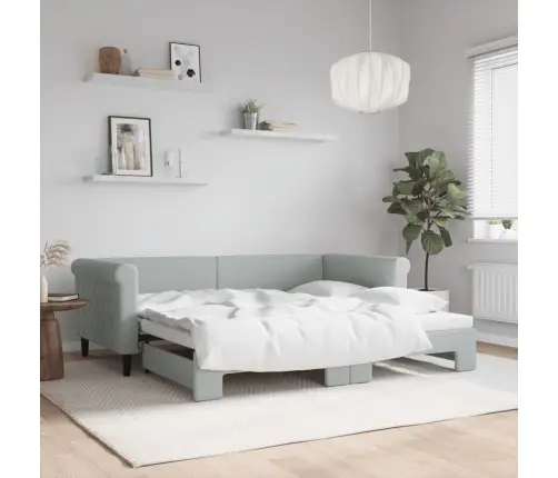 Izvelkams Dīvāns, Gaiši Pelēks, 90X190 Cm, Samts Vidaxl