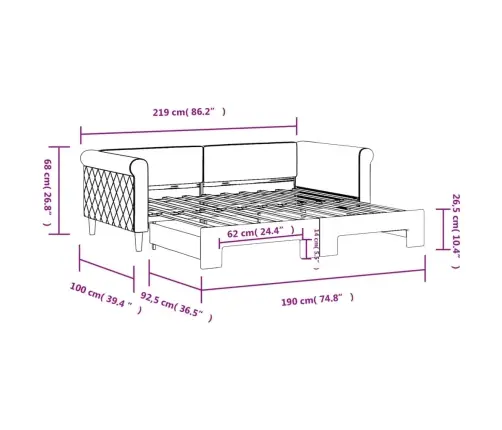 Izvelkams Dīvāns, Melns, 90X190 Cm, Audums Vidaxl