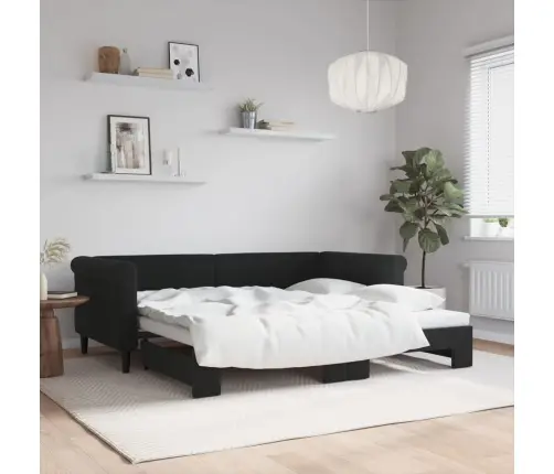 Izvelkams Dīvāns, Melns, 90X190 Cm, Audums Vidaxl