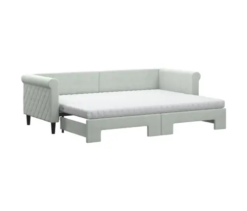 Izvelkams Dīvāns, Gaiši Pelēks, 80X200 Cm, Samts Vidaxl