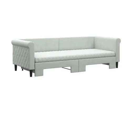 Izvelkams Dīvāns, Gaiši Pelēks, 80X200 Cm, Samts Vidaxl