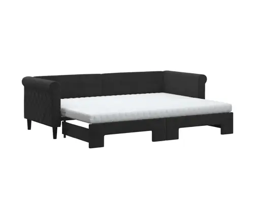 Izvelkams Dīvāns Ar Matraci, Melni, 80X200 Cm, Samts Vidaxl