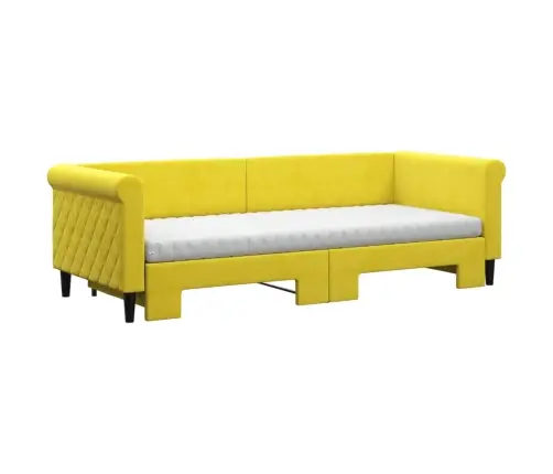 Izvelkams Dīvāns Ar Matraci, Dzeltens, 80X200 Cm, Samts Vidaxl
